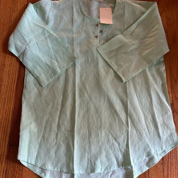 Ecentric Women Teal Green Solid Hemp High low Top Size XXl - Picture 3 of 9